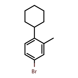 Chemical structure of 4-bromo-1-cyclohexyl-2-methylbenzene , CAS 343334-71-4, AChemBlock AD296379