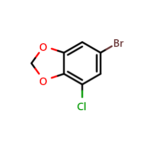 Chemical structure of 6-bromo-4-chlorobenzo[d][1,3]dioxole , CAS 72736-55-1, AChemBlock AD296380