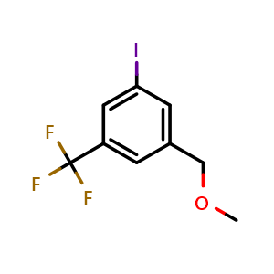Chemical structure of 1-iodo-3-(methoxymethyl)-5-(trifluoromethyl)benzene , CAS 2918936-41-9, AChemBlock AD296385