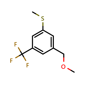 Chemical structure of (3-(methoxymethyl)-5-(trifluoromethyl)phenyl)(methyl)sulfane , CAS 2918894-22-9, AChemBlock AD296386
