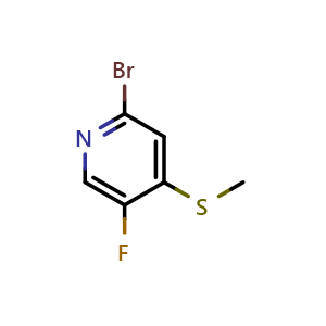 Chemical structure of 2-bromo-5-fluoro-4-(methylthio)pyridine , CAS 2921684-17-3, AChemBlock AD296387