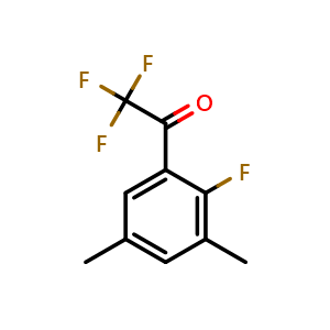 Chemical structure of 2,2,2-trifluoro-1-(2-fluoro-3,5-dimethylphenyl)ethanone , CAS 2921841-16-7, AChemBlock AD296388