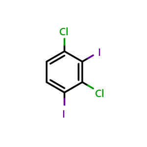 Chemical structure of 1,3-dichloro-2,4-diiodobenzene , CAS 945243-05-0, AChemBlock AD296390