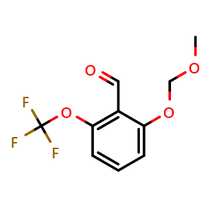 Chemical structure of 2-(methoxymethoxy)-6-(trifluoromethoxy)benzaldehyde , CAS 1613312-73-4, AChemBlock AD296391