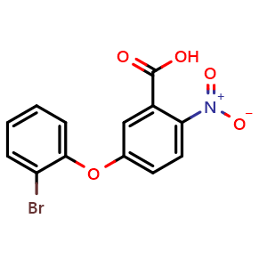 Chemical structure of 5-(2-bromophenoxy)-2-nitrobenzoic acid , CAS 1016778-22-5, AChemBlock AD296396