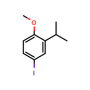 Chemical structure of 4-iodo-2-isopropyl-1-methoxybenzene , CAS 120129-91-1, AChemBlock AD296402
