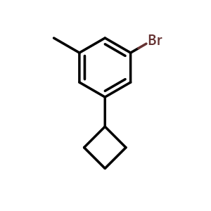 Chemical structure of 1-bromo-3-cyclobutyl-5-methylbenzene , CAS 2918882-93-4, AChemBlock AD296409