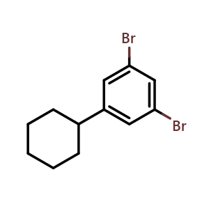 Chemical structure of 1,3-dibromo-5-cyclohexylbenzene , CAS 1824285-06-4, AChemBlock AD296410