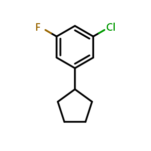 Chemical structure of 1-chloro-3-cyclopentyl-5-fluorobenzene , CAS 2918937-81-0, AChemBlock AD296411