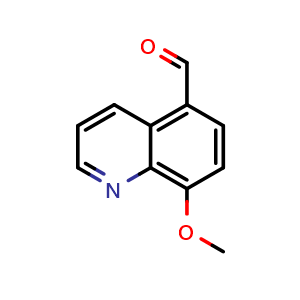 Chemical structure of 8-methoxyquinoline-5-carbaldehyde , CAS 83010-72-4, AChemBlock AD296412