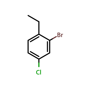 Chemical structure of 2-bromo-4-chloro-1-ethylbenzene , CAS 1345036-19-2, AChemBlock AD296416