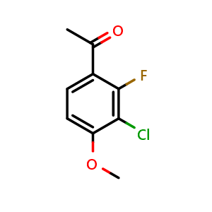 Chemical structure of 1-(3-chloro-2-fluoro-4-methoxyphenyl)ethanone , CAS 1554889-62-1, AChemBlock AD296418