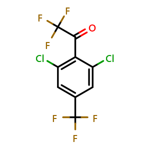 Chemical structure of 1-(2,6-dichloro-4-(trifluoromethyl)phenyl)-2,2,2-trifluoroethanone , CAS 2921835-75-6, AChemBlock AD296420