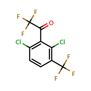 Chemical structure of 1-(2,6-dichloro-3-(trifluoromethyl)phenyl)-2,2,2-trifluoroethanone , CAS 2921835-85-8, AChemBlock AD296422