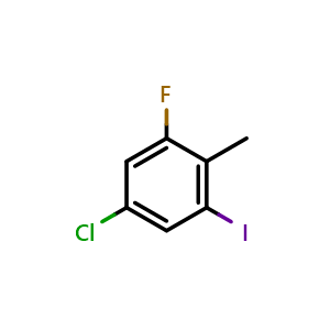 Chemical structure of 5-chloro-1-fluoro-3-iodo-2-methylbenzene , CAS 1805154-23-7, AChemBlock AD296427