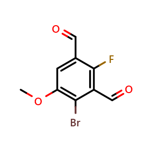 Chemical structure of 4-bromo-2-fluoro-5-methoxyisophthalaldehyde , CAS 2921874-68-0, AChemBlock AD296434