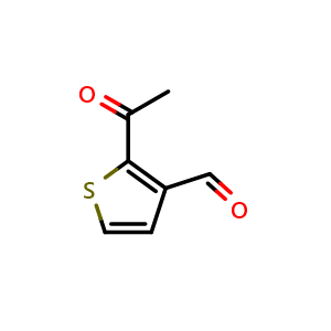 Chemical structure of 2-acetylthiophene-3-carbaldehyde , CAS 16363-92-1, AChemBlock AD296441