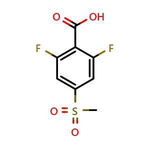 Chemical structure of 2,6-Difluoro-4-(methylsulfonyl)benzoic acid , CAS 2918951-02-5, AChemBlock AD296447