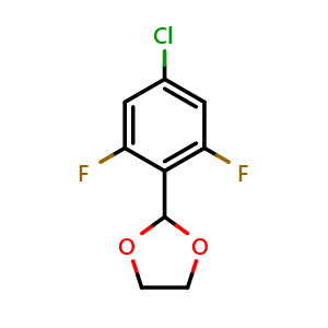 Chemical structure of 2-(4-chloro-2,6-difluorophenyl)-1,3-dioxolane , CAS 773087-44-8, AChemBlock AD296456