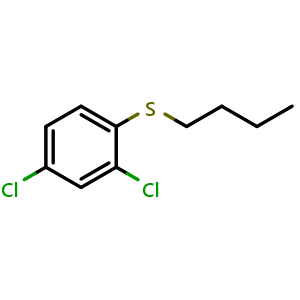Chemical structure of butyl(2,4-dichlorophenyl)sulfane , CAS 103754-34-3, AChemBlock AD296462