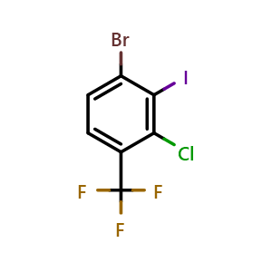 Chemical structure of 1-bromo-3-chloro-2-iodo-4-(trifluoromethyl)benzene , CAS 914642-84-5, AChemBlock AD296463