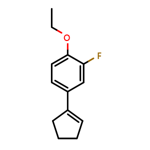 Chemical structure of 4-(cyclopent-1-en-1-yl)-1-ethoxy-2-fluorobenzene , CAS 2918967-95-8, AChemBlock AD296466