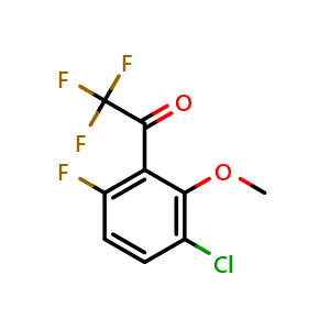Chemical structure of 1-(3-chloro-6-fluoro-2-methoxyphenyl)-2,2,2-trifluoroethanone , CAS 2918952-68-6, AChemBlock AD296467