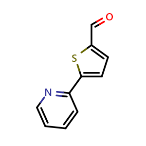 Chemical structure of 5-(Pyridin-2-yl)thiophene-2-carbaldehyde , CAS 132706-12-8, AChemBlock AD296473
