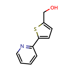 Chemical structure of (5-(pyridin-2-yl)thiophen-2-yl)methanol , CAS 197899-76-6, AChemBlock AD296474