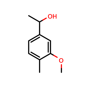 Chemical structure of 1-(3-methoxy-4-methylphenyl)ethanol , CAS 68233-86-3, AChemBlock AD296475