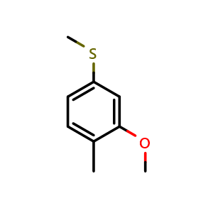 Chemical structure of (3-methoxy-4-methylphenyl)(methyl)sulfane , CAS 876497-02-8, AChemBlock AD296476
