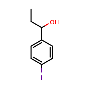 Chemical structure of 1-(4-iodophenyl)propan-1-ol , CAS 90609-48-6, AChemBlock AD296481