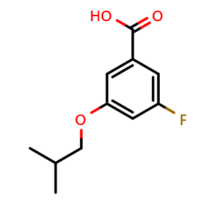 Chemical structure of 3-fluoro-5-isobutoxybenzoic acid , CAS 1443350-18-2, AChemBlock AD296482