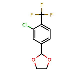 Chemical structure of 2-(3-chloro-4-(trifluoromethyl)phenyl)-1,3-dioxolane , CAS 2901103-35-1, AChemBlock AD296485