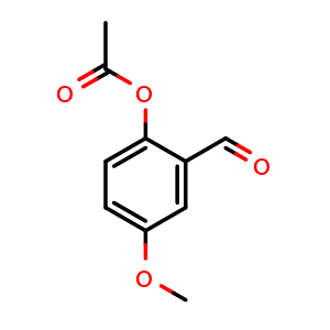 Chemical structure of 2-formyl-4-methoxyphenyl acetate , CAS 62536-85-0, AChemBlock AD296497