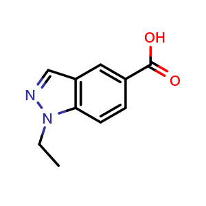 Chemical structure of 1-ethyl-1H-indazole-5-carboxylic acid , CAS 1354408-92-6, AChemBlock AD296498