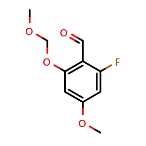 Chemical structure of 2-fluoro-4-methoxy-6-(methoxymethoxy)benzaldehyde , CAS 2901099-80-5, AChemBlock AD296500