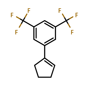Chemical structure of 1-(cyclopent-1-en-1-yl)-3,5-bis(trifluoromethyl)benzene , CAS 38805-72-0, AChemBlock AD296502