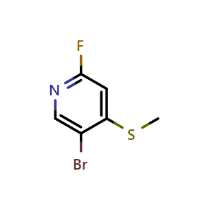 Chemical structure of 5-bromo-2-fluoro-4-(methylthio)pyridine , CAS 2901109-37-1, AChemBlock AD296503
