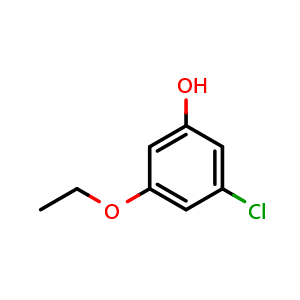 Chemical structure of 3-chloro-5-ethoxyphenol , CAS 1881331-56-1, AChemBlock AD296506