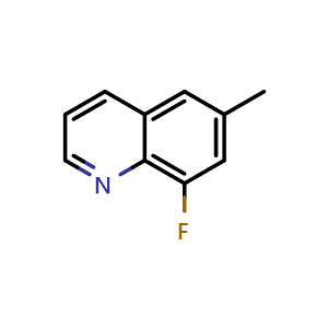 Chemical structure of 8-fluoro-6-methylquinoline , CAS 1050910-73-0, AChemBlock AD296522