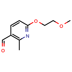 Chemical structure of 6-(2-methoxyethoxy)-2-methylnicotinaldehyde , CAS 2918960-48-0, AChemBlock AD296531