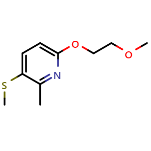 Chemical structure of 6-(2-methoxyethoxy)-2-methyl-3-(methylthio)pyridine , CAS 2918968-34-8, AChemBlock AD296532