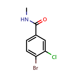 Chemical structure of 4-bromo-3-chloro-N-methylbenzamide , CAS 1517784-69-8, AChemBlock AD296533