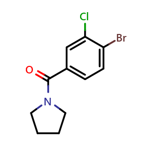 Chemical structure of (4-bromo-3-chlorophenyl)(pyrrolidin-1-yl)methanone , CAS 1506099-93-9, AChemBlock AD296534
