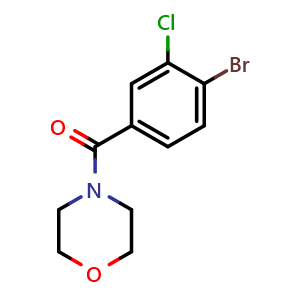 Chemical structure of (4-bromo-3-chlorophenyl)(morpholino)methanone , CAS 1007213-16-2, AChemBlock AD296535