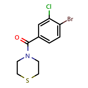 Chemical structure of (4-bromo-3-chlorophenyl)(thiomorpholino)methanone , CAS 1500741-12-7, AChemBlock AD296536