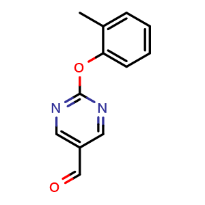 Chemical structure of 2-(o-tolyloxy)pyrimidine-5-carbaldehyde , CAS 1566371-57-0, AChemBlock AD296540