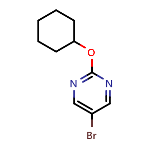 Chemical structure of 5-bromo-2-(cyclohexyloxy)pyrimidine , CAS 1289041-20-8, AChemBlock AD296541