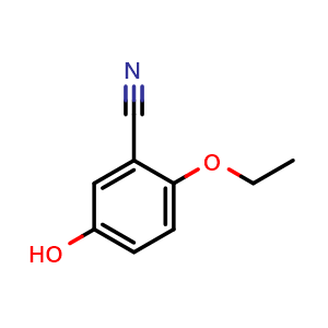 Chemical structure of 2-ethoxy-5-hydroxybenzonitrile , CAS 358388-37-1, AChemBlock AD296543